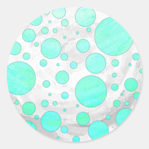 Sticker Rond Pois bleu Mint Ice Aqua
