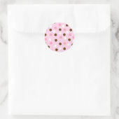Sticker Rond Pois Brown et roses (Sac)