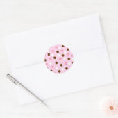 Sticker Rond Pois Brown et roses (Enveloppe)