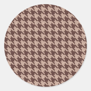 Sticker Rond Pois brun à carreaux, motif classique chic