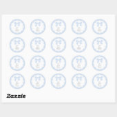 Sticker Rond Pois classique Baby Blue Bow Baby shower garçon (Feuille)