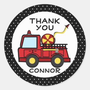 Sticker Rond Pois de camions-pompiers