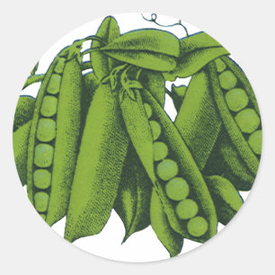 Sticker Rond Pois de sucre vintage, aliments, légumes sains