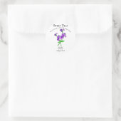 Sticker Rond Pois doux violet Fleurs Art avec texte (Sac)