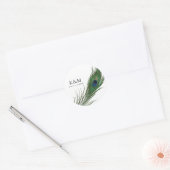 Sticker Rond Pois en plume de paon | Événement Mariage (Enveloppe)