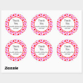 Sticker Rond Pois et cercles roses rouges Merci modifiable (Feuille)