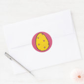 Sticker Rond Pois jaune et rose Pot OEufs de chasse de Pâques (Enveloppe)