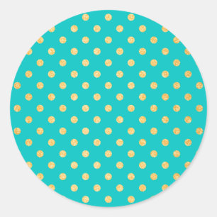 Sticker Rond Pois Motif Turquoise Gold Parties scintillant