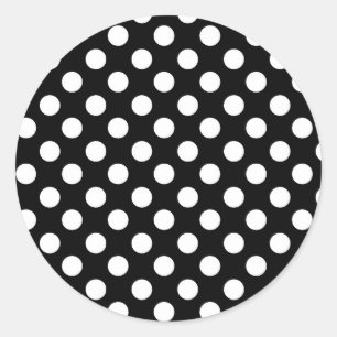 Sticker Rond Pois noir et blanc fête d'anniversaire