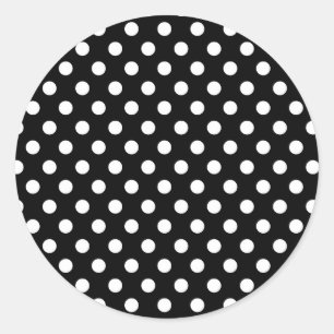 Sticker Rond Pois noir et blanc Retro - sceau Motif
