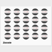Sticker Rond Pois noir et blanc - rouge (Feuille)