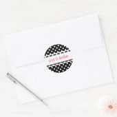 Sticker Rond Pois noir et blanc - rouge (Enveloppe)