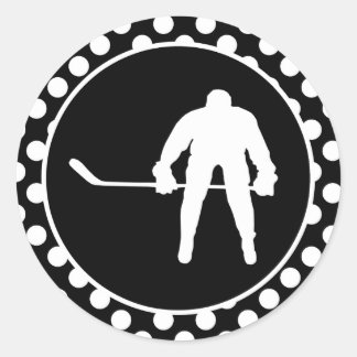 Sticker Rond Pois noirs et blancs; Hockey