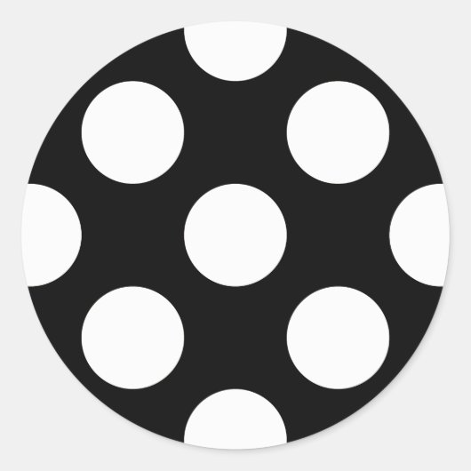 Sticker Rond Pois noirs et blancs, Motif Polka (Devant)