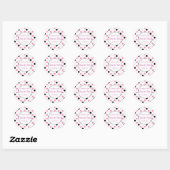 Sticker Rond Pois noirs, roses, blancs Enregistrer la date (Feuille)