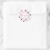 Sticker Rond Pois noirs, roses, blancs Enregistrer la date (Sac)