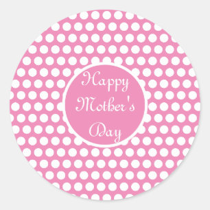 Sticker Rond Pois rose et blanc