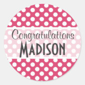 Sticker Rond Pois roses foncés (Devant)