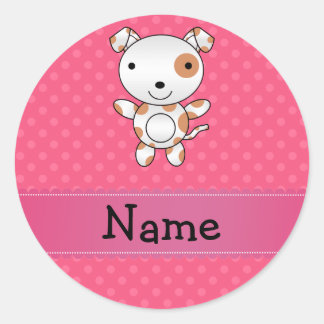 Sticker Rond Pois roses pour chien de nom personnel