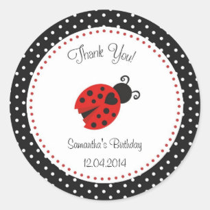 Sticker Rond Pois rouge et noir d'autocollant d'anniversaire de