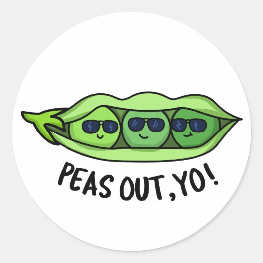 Sticker Rond Pois Sortis Yo Funny Peas Pun (Devant)