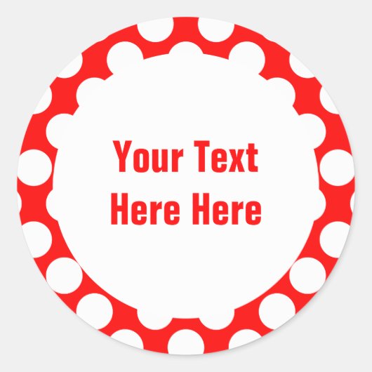 Sticker Rond Pois sur Modèle de texte rouge (Devant)