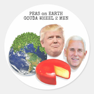 Sticker Rond Pois sur Terre Gouda Roue 2 Hommes Trump & Pence
