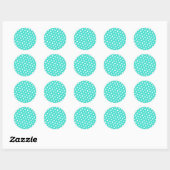 Sticker Rond Pois Turquoise et Blanc (Feuille)