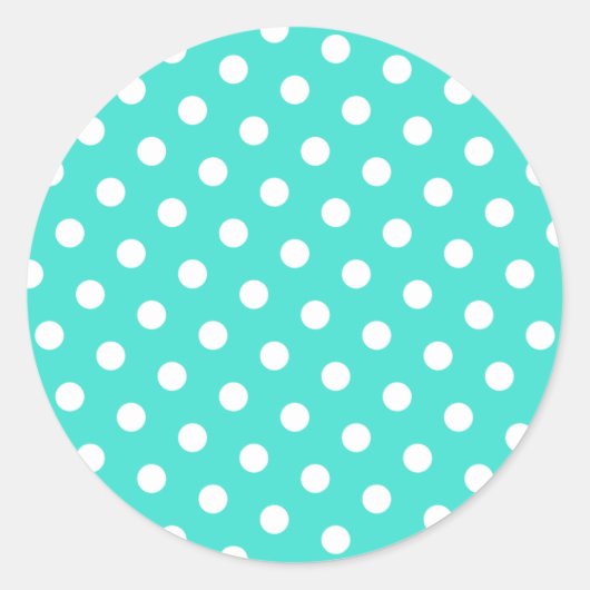 Sticker Rond Pois Turquoise et Blanc (Devant)