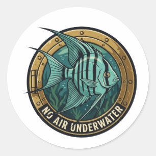 Sticker Rond Poisson-ange sans air sous l'eau hublot