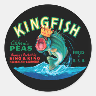 Sticker Rond Poisson basse portant une couronne sur un Arrière 