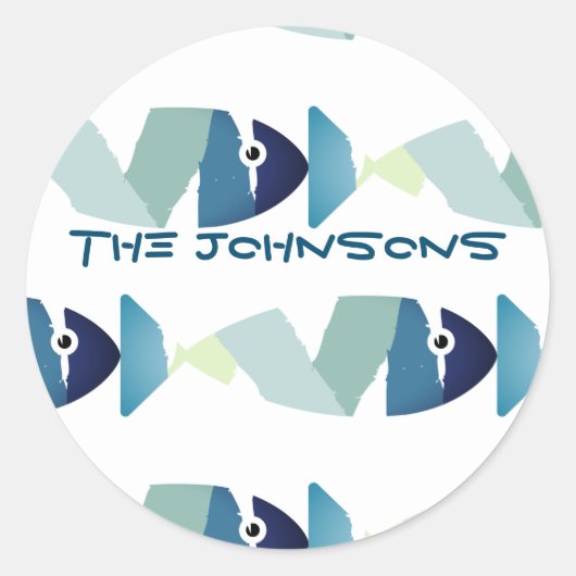 Sticker Rond Poisson bleu de natation Abstraite (Devant)