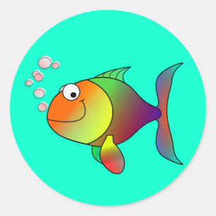 Sticker Rond Poisson : bulles