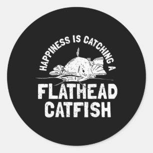 Sticker Rond Poisson-chat à tête plate - Pêche au poisson-chat