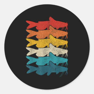 Sticker Rond Poisson-chat de canal Pêche de poisson-chat vintag