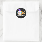 Sticker Rond Poisson clown Funky Animal Poisson Pun Dark BG (Sac)