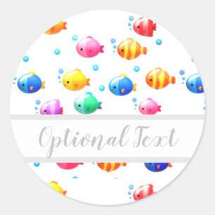 Sticker Rond Poisson coloré heureux avec bulles