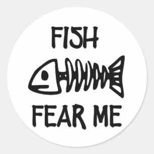 Sticker Rond Poisson Craignez-Moi ! Fish Skeleton Graffiti humo