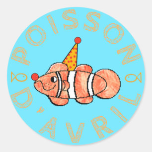 Sticker Rond Poisson d’Avril / April Fool's Fish