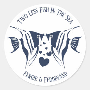 Sticker Rond Poisson dans la mer Cadeaux de mariage nautiques p