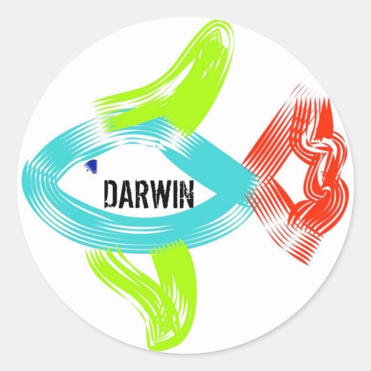 Sticker Rond Poisson darwin (Devant)