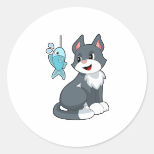 Sticker Rond Poisson de chat