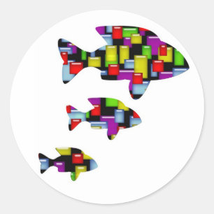 Sticker Rond poisson de mosaïque