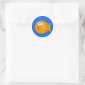 Sticker Rond Poisson de Puffer au carton mignon (Sac)