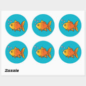 Sticker Rond Poisson d'or avec bulles cardiaques (Feuille)