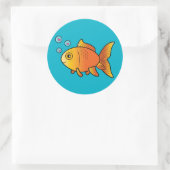 Sticker Rond Poisson d'or avec bulles cardiaques (Sac)