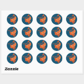 Sticker Rond Poisson d'or bleu et orange (Feuille)