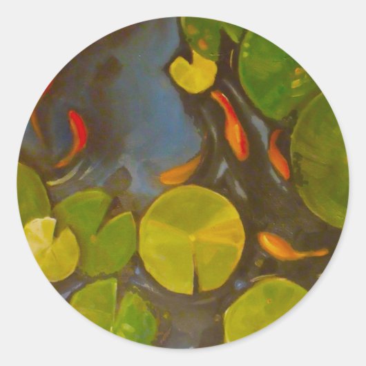 Sticker Rond Poisson D'Or Koi Pond Water Lys (Devant)