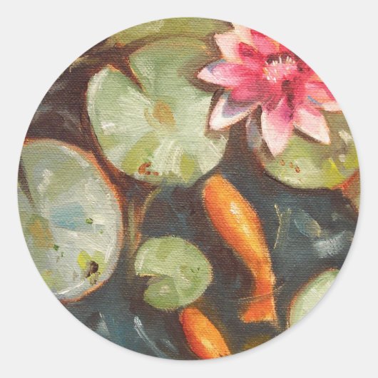 Sticker Rond Poisson D'Or Koi Pond Water Lys (Devant)
