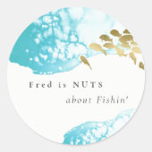 Sticker Rond Poisson doré sarcelle sous l'eau  Nuts About Fishi (Devant)